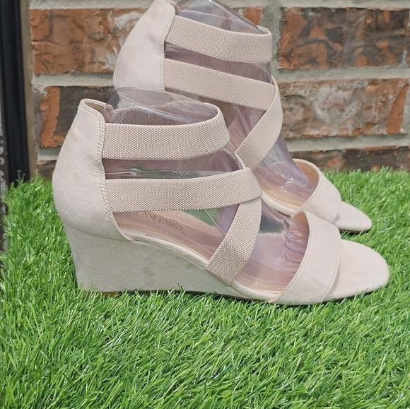 Dream Pairs Tan Open Toe Platform Wedge Sandals Women's Size 8.5 - Picture 4 of 8